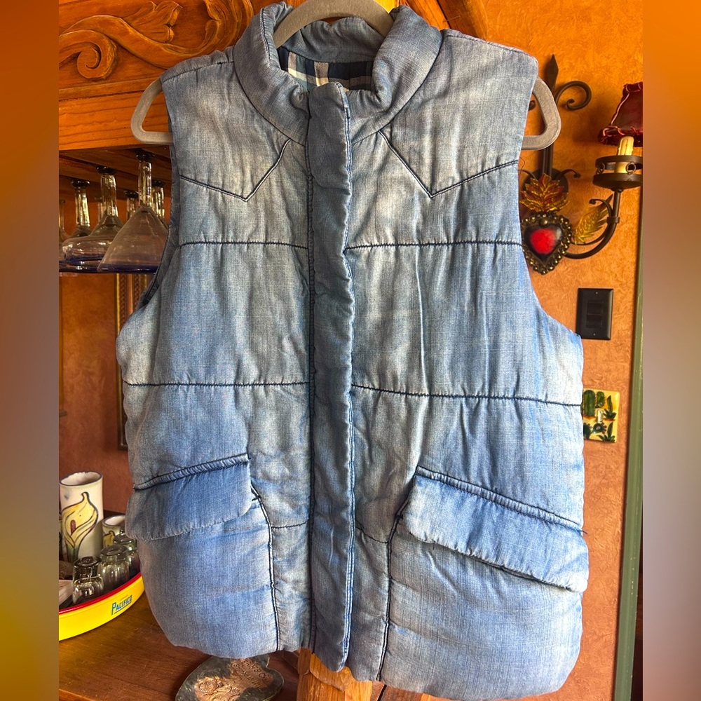 Sneak Peek Soft Denim and Plaid Vest